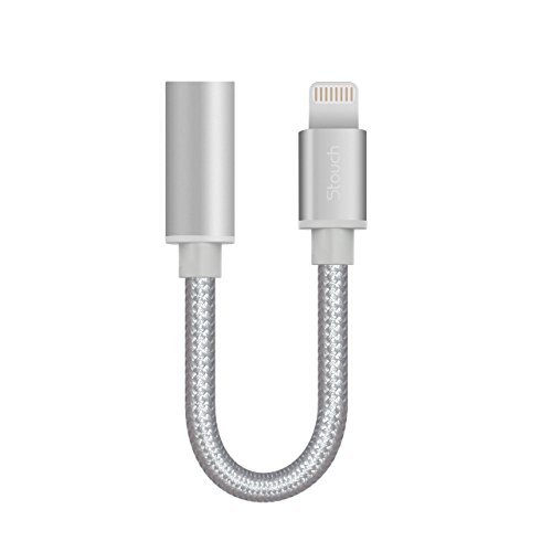 Lightning to 3.5mm Headphone Jack Adapter for iPhone 7/7 Plus, Stouch iPhone 7 Lightning Port to 3.5mm Headphone Cable Adapter Silver Compatible IOS 10.3