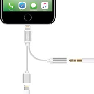 Smart Connect iPhone 7 Splitter Headphone and Charging Adapter. Apple Lightning to Headphone Jack.