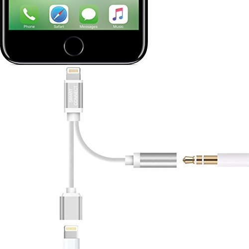 Smart Connect iPhone 7 Splitter Headphone and Charging Adapter. Apple Lightning to Headphone Jack.