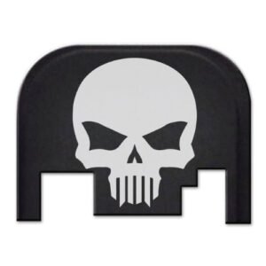 Bastion Laser Engraved Rear Cover Slide Back Plate For Glock 17 19 21 22 23 24 26 27 29 30 31 32 33 34 35 36 37 38 39 40 41 Gen 1-4 Butt plate, Does not fit Glock 42 and 43 Models - Bastion Skull