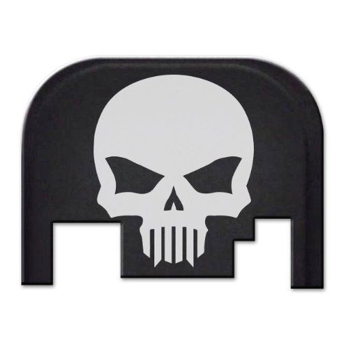 Bastion Laser Engraved Rear Cover Slide Back Plate For Glock 17 19 21 22 23 24 26 27 29 30 31 32 33 34 35 36 37 38 39 40 41 Gen 1-4 Butt plate, Does not fit Glock 42 and 43 Models - Bastion Skull
