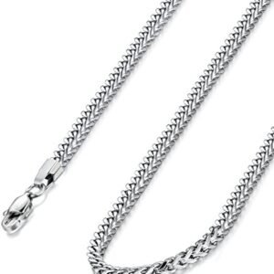 FIBO STEEL 3MM Curb Chain Necklace for Men Stainless Steel Biker Punk Style, 18 inches