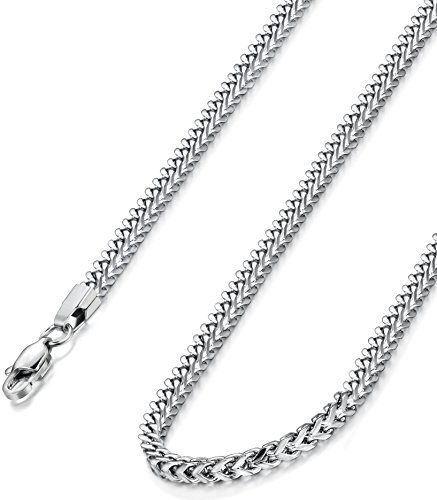 FIBO STEEL 3MM Curb Chain Necklace for Men Stainless Steel Biker Punk Style, 18 inches