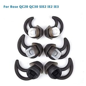 3 Pairs S M L Size Silicone Earbuds Buds Noise Cancelling Eartips for Bose QC20 IE2 MIE2 SIE2 Earphones Black