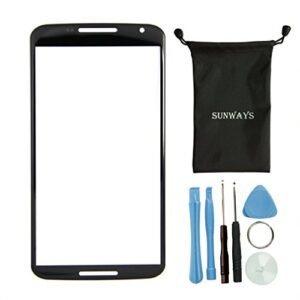 Sunways Front Screen Outer Glass Replacement Part For Google Nexus 6 Motorola Xt1100 Xt1103 (Black)