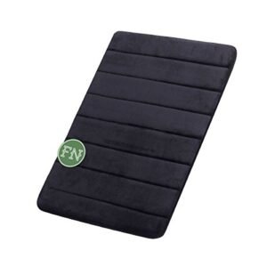 [Update] FindNew Microfiber Memory Foam Bath Mat with Anti-Skid Bottom Non-Slip Quickly Drying (16" X 24", Black)