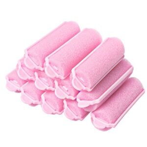 Pengxiaomei 12 Pcs Hair Rollers, Pink Foam Sponge Hair Curlers Bouncy Curls Style Tools Accessories