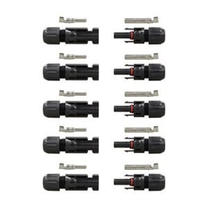 RENOGY 5 Pair MC4 Male/ Female Solar Panel Cable Connectors Double Seal Rings for Better Waterproof Effect