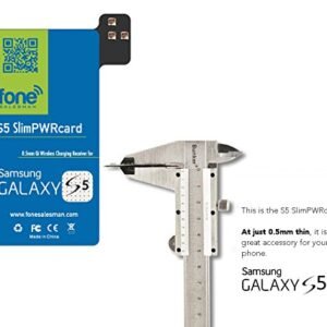 S5 SlimPWRcard - 0.5mm Ultra Thin Qi Receiver Card Module for Samsung Galaxy S5 V Compatible with S-View Cover and NFC Function, Recommended to Use with QiStone+ & WoodPuck or Koolpad