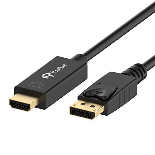 DP to HDMI, Rankie 6FT Gold Plated DisplayPort to HDMI HDTV Cable (Black) - R1102