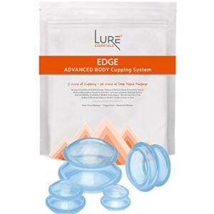 LURE Cupping Set with FREE Cupping Book (PDF) - Most Recommended by Pros Best for Professional & Home Use - 4 Cups, Blue