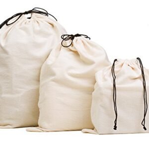 Set of 3 Cotton Breathable Dust-proof Drawstring Storage Pouch Multi-functional Bag (Beige)