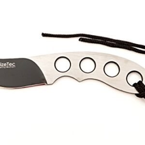 BlizeTec Fixed Blade Hunting Knife: Titanium Coated Black Blade, Stainless Steel Handle with Emergency Lanyard