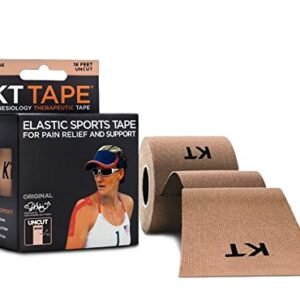 KT TAPE Original Cotton Elastic Kinesiology Therapeutic Sports Tape, 16.6ft Uncut Roll, Breathable, Free Videos, Pro & Olympic Choice, Beige