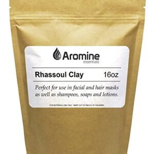 Rhassoul Clay (Ghassoul) Powder - 16oz (1 lb) - Natural Face Mask and Skin Care, Detoxifying and Rejuvenating Moroccan Clay