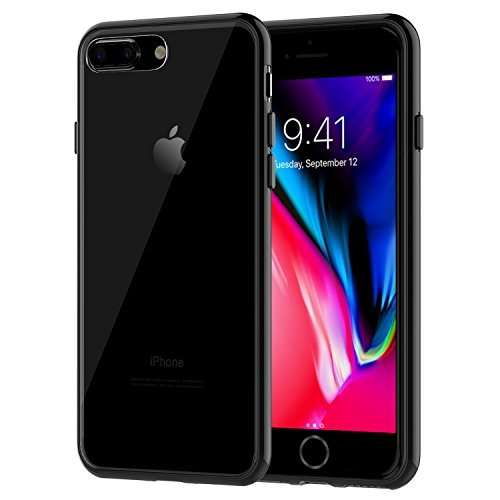 JETech Apple iPhone 7 Plus Case, iPhone 8 Plus Compatible, 5.5" Shock-Absorption Cover Bumper Anti-Scratch Clear Back (Black)