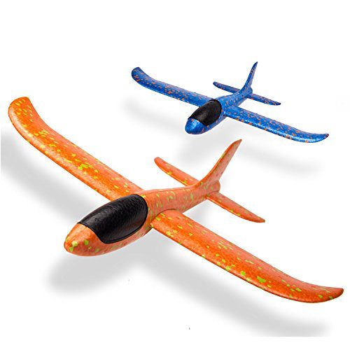 WATINC 2pcs 13.5inch Airplane, Manual Throwing, Fun, challenging, Outdoor Sports Toy, Model Foam Airplane, Blue & Orange Airplane (WT-Airplane 2Pcs)