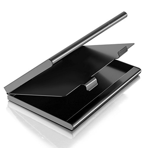 Super Light Aluminum Business Card Holder for Men and Women, MaxGear(TM) Matal Card Holders for Travel and Work, Business Card Case for Business Cards Black