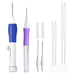 Majic Embroidery Pen Punch Needle, AOJOYS Professional Embroidery Punch Needle Pen Threader Kit Chain Stitching Embroidery Hooking Tool Set