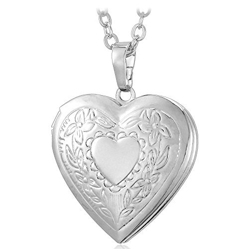 U7 Platinum Plated Charm Necklaces Heart Pendant Photo Locket Necklace