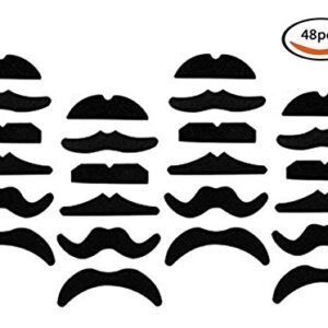LuckyStar365 48 pcs Novelty Fake Mustaches, Mustache Party Supplies, Self Adhesive Mustaches for Masquerade Party & Performance