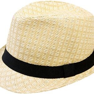 Man Summer Straw Fedora Hat Cap, L/XL
