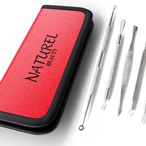Blackhead & Blemish Remover Kit - 5 Professional Surgical Extractor Instruments - Easily Cure Pimples, Blackheads, Comedones, Acne, and Facial Impurities