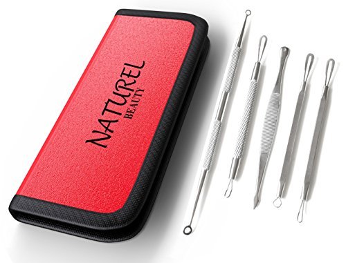 Blackhead & Blemish Remover Kit - 5 Professional Surgical Extractor Instruments - Easily Cure Pimples, Blackheads, Comedones, Acne, and Facial Impurities
