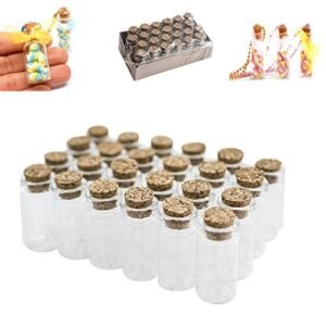 Mini Clear Glass Jars Bottles with Cork Stoppers for Arts & Crafts, Projects, Decoration, Party Favors - Size: 1-1/2" Tall X 3/4 Inches Diameter (24 Pack)