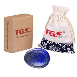TGS GemsÂ® Lapis Lazuli Carved Thumb Irish Worry Stone Healing Crystal Free Pouch Sold By 1pcs