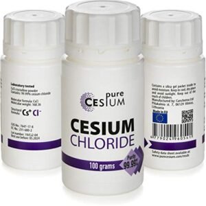 Pure Cesium Chloride CsCl 100g Crystal Powder, Purity >99.99%, Made in Europe, by Pure Cesium, Certificate of Analysis Included, Tested in a Certified Laboratory, 3.5oz