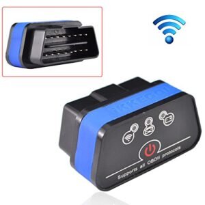 iKKEGOL iCar 2 Mini OBD2 OBD II WiFi Car Diagnostic Scan Tool for IOS iPhone iPad PC with Switch Auto Sleep(Black+Blue)