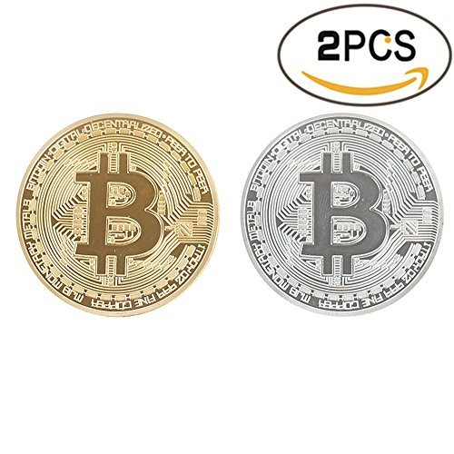 Bitcoin Coin Deluxe Collector’s Set | Featuring the Limited Edition Original Commemorative Tokens by Zcccom | Each Coin Comes w/ a Plastic Round Display Case (Gold+Silver)