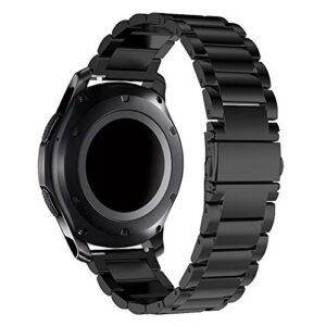 Samsung Gear S2 Classic R732 Bands, Quick Release Pins Threeeggs Stainless Steel Watch Band Strap Bands for Samsung Galaxy Gear S2 Classic SM-R732 Smart Watch (Black - 3B)