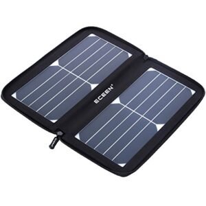 ECEEN Folding Solar Panel Phone Charger With USB Portï¼ŒZipper Pack for iPhone, iPad, iPods, Samsung, Android Smartphones Speaker Gopro All 5V USB-Charging Devices (Black)