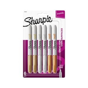 Sharpie Metallic Permanent Markers, Fine Point, Assorted Colors, 6-Count
