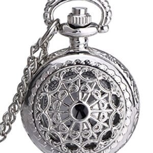 Mudder Hollow Silver Pocket Watch for Women