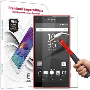 Xperia Z5 Compact Screen Protector, PThink Premium Tempered Glass Screen Protector for Sony Xperia Z5 Compact with 9H Hardness/Anti-scratch/Shatterproof/Fingerprint resistant (Sony Xperia Z5 Compact)