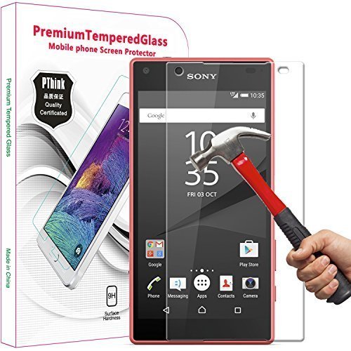 Xperia Z5 Compact Screen Protector, PThink Premium Tempered Glass Screen Protector for Sony Xperia Z5 Compact with 9H Hardness/Anti-scratch/Shatterproof/Fingerprint resistant (Sony Xperia Z5 Compact)