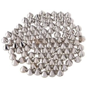 Paradise Kiss Approx 100pcs 10mm Silver Acrylic Bullet Spike Cone Studs, Beads, Sew On, Glue On, Stick On, DIY Garments, Bags & Shoes Embellishment