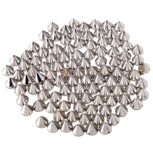 Paradise Kiss Approx 100pcs 10mm Silver Acrylic Bullet Spike Cone Studs, Beads, Sew On, Glue On, Stick On, DIY Garments, Bags & Shoes Embellishment