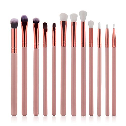 Snowfoller 12Pcs Cosmetic Tool Set Eyebrow Eyeshadow Brush Makeup Brush Sets Kits Tools
