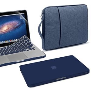 GMYLE 4 in 1 Bundle Navy Blue Soft-Touch Matte Plastic Hard Case for Old MacBook Pro 13 inch(A1278), Water Repellent Laptop Sleeve, Clear Screen Protector, Navy Blue Silicon Keyboard Cover [US layout]