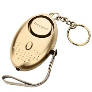 beegod Emergency Personal Security Alarms Self-Defense 130 DB Decibels with LED Light Safety (Gold)