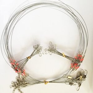 10 Pcs Fishing Wire Leader Trace with Snap & Beads & 2 Arms