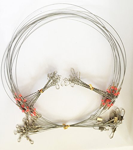 10 Pcs Fishing Wire Leader Trace with Snap & Beads & 2 Arms
