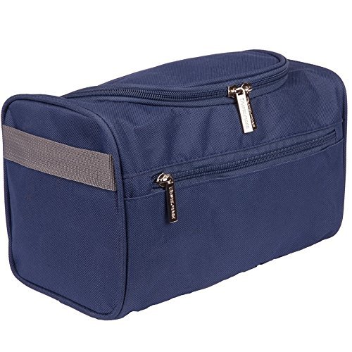 TravelMore Hanging Travel Toiletry Bag Organizer & Dopp Kit for Travel Accessories Toiletries Shaving & Makeup (Blue)