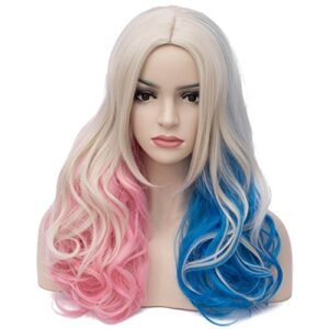 Aosler Women s Colorful Wigs,18 Inches Wavy Curly Synthetic Hair Wigs - Heat Friendly Cosplay Party Costume Wigs for Halloween