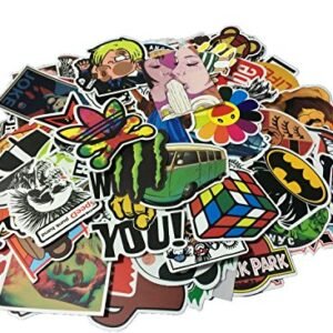 Cool Sticker 100pcs Random Music Film Vinyl Skateboard Guitar Travel Case Sticker Door Laptop Luggage Car Bike Bicycle Stickers (100pcs)