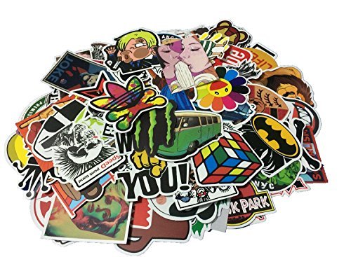 Cool Sticker 100pcs Random Music Film Vinyl Skateboard Guitar Travel Case Sticker Door Laptop Luggage Car Bike Bicycle Stickers (100pcs)